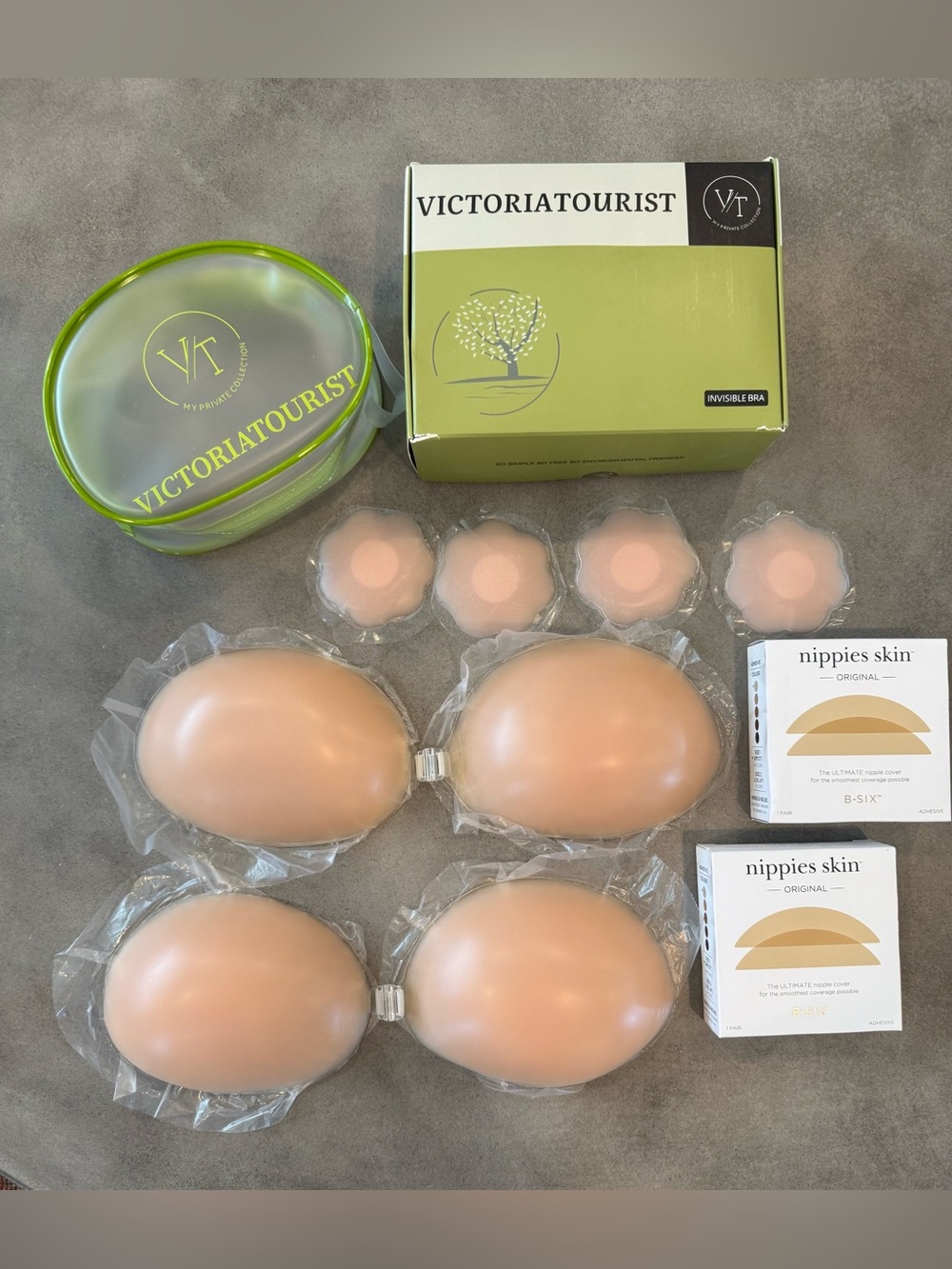 NWT Nude Invisible Adhesive Bra Set with Nipple Covers